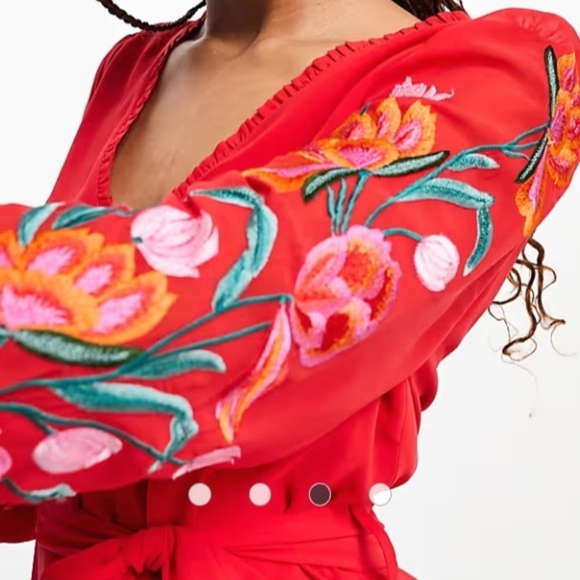 Chic Red Embroidered Mini Dress - Picture 11 of 11